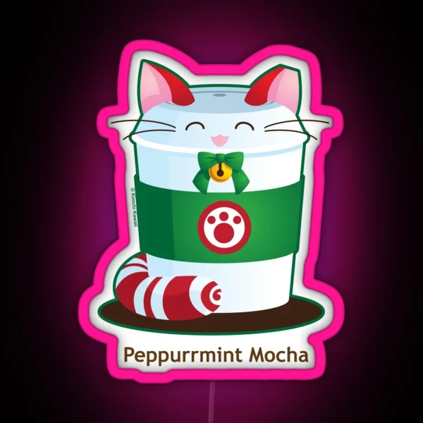 Purrista Pawfee Peppermint Mocha Coffee Cat RGB Neon Sign