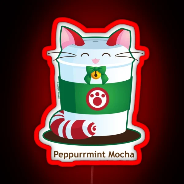Purrista Pawfee Peppermint Mocha Coffee Cat RGB Neon Sign