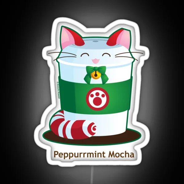 Purrista Pawfee Peppermint Mocha Coffee Cat RGB Neon Sign