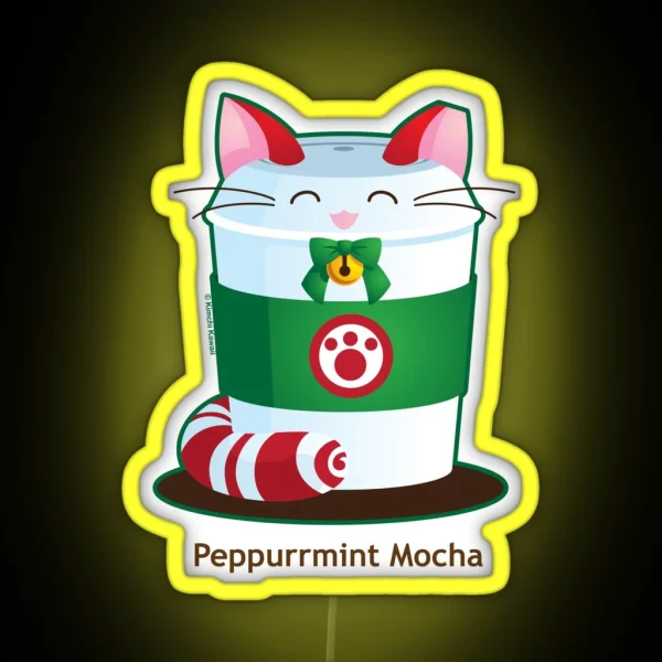 Purrista Pawfee Peppermint Mocha Coffee Cat RGB Neon Sign