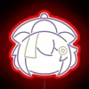 Vibrant Qiqi Character from Genshin Impact in Colorful Neon Line Art