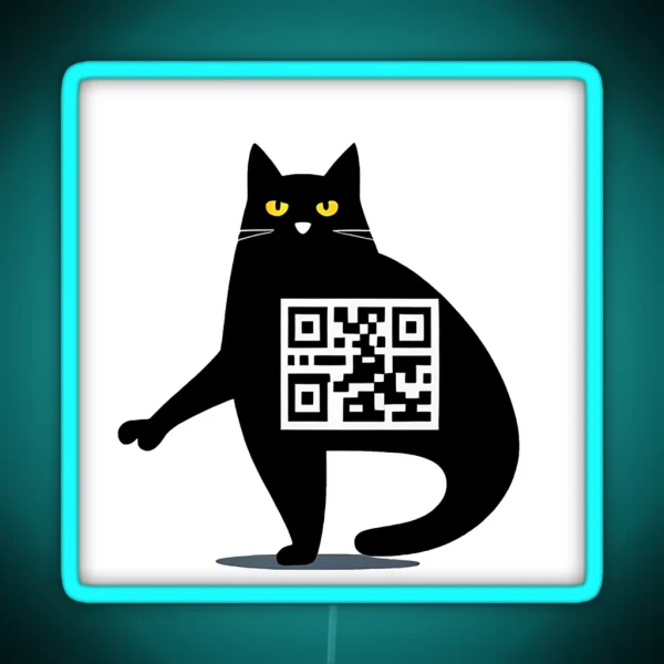 QR Cat Is Watching You RGB Neon Sign