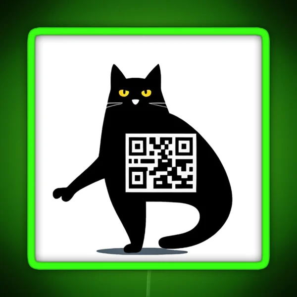 QR Cat Is Watching You RGB Neon Sign