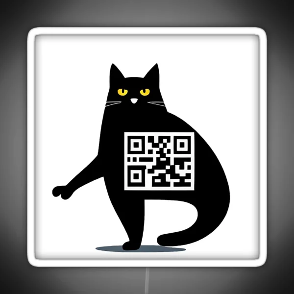 QR Cat Is Watching You RGB Neon Sign