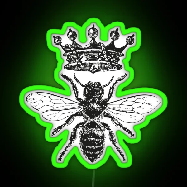 Queen Bee Vintage Honey Bees Black And White RGB Neon Sign