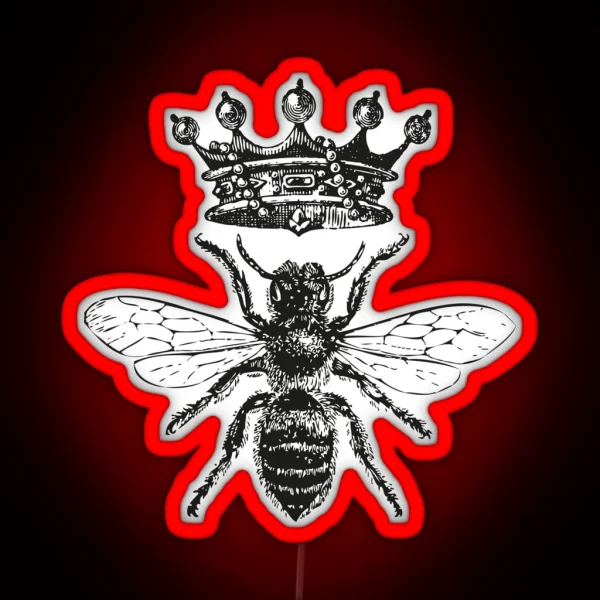 Queen Bee Vintage Honey Bees Black And White RGB Neon Sign