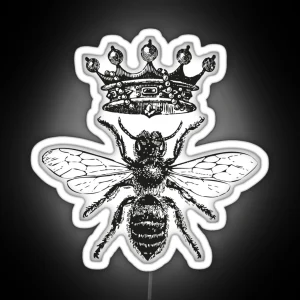 Queen Bee Vintage Honey Bees Black And White RGB Neon Sign