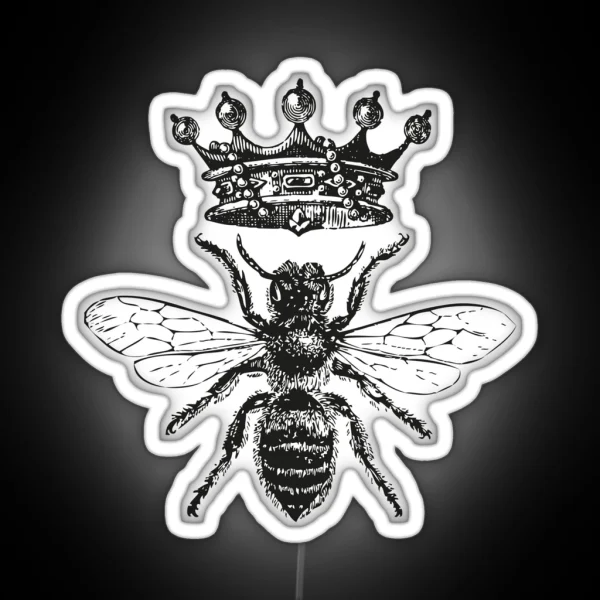 Queen Bee Vintage Honey Bees Black And White RGB Neon Sign