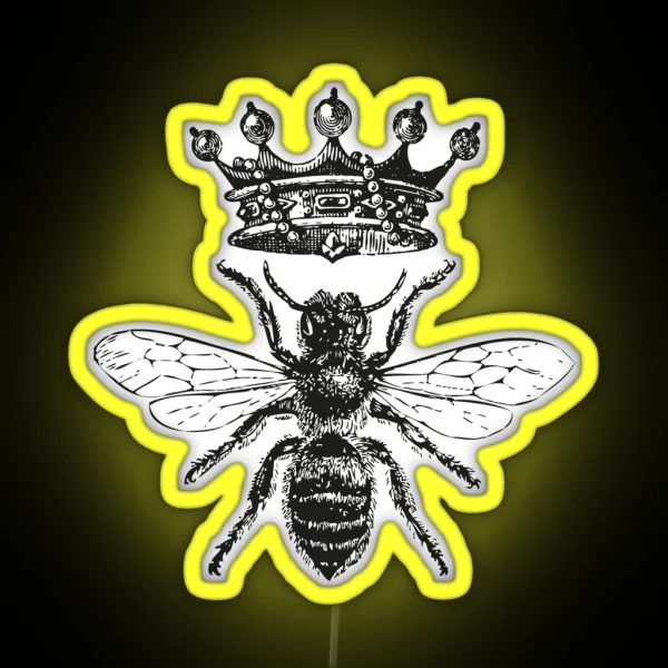 Queen Bee Vintage Honey Bees Black And White RGB Neon Sign