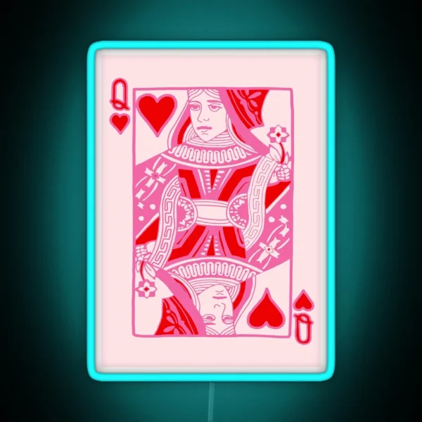 Queen Of Hearts In Pink RGB Neon Sign
