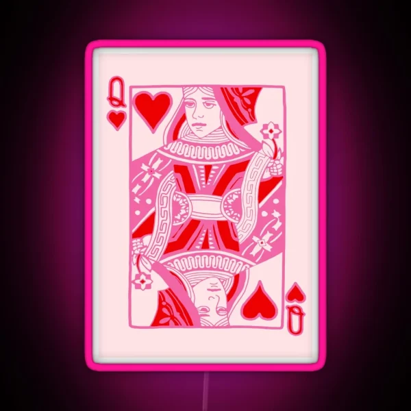 Queen Of Hearts In Pink RGB Neon Sign