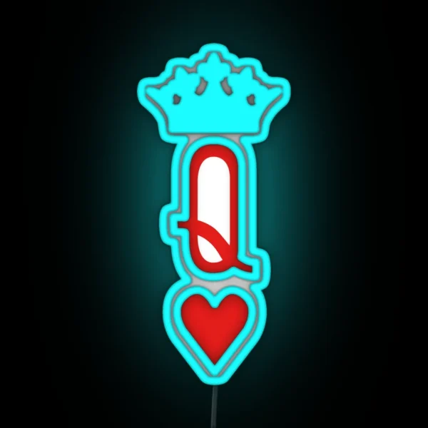 Queen Of Hearts Playing Cards Design For Poker Players RGB Neon Sign