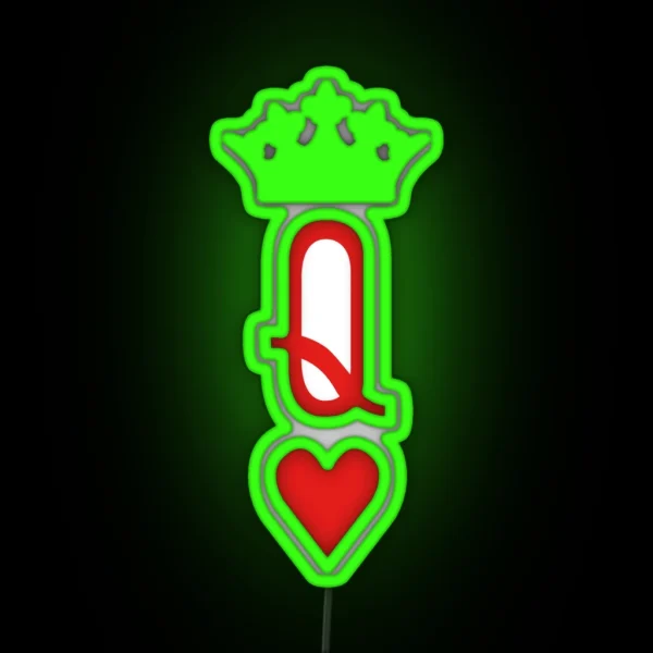 Queen Of Hearts Playing Cards Design For Poker Players RGB Neon Sign