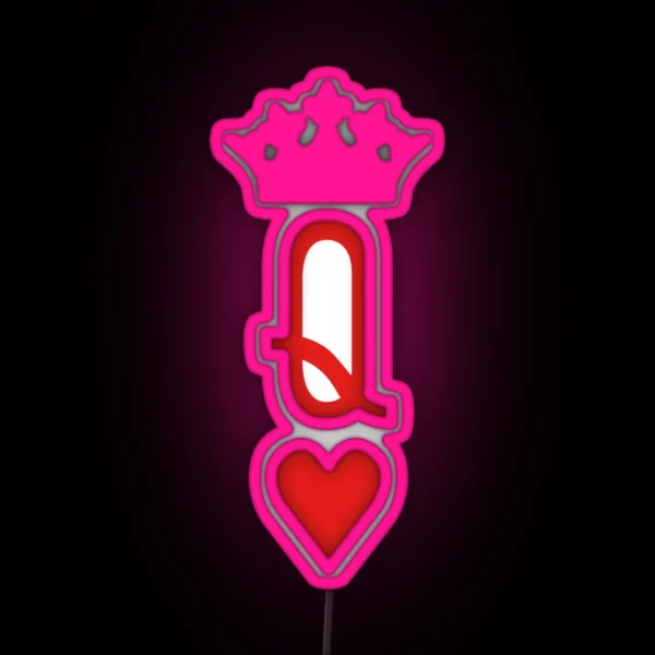 Queen Of Hearts Playing Cards Design For Poker Players RGB Neon Sign