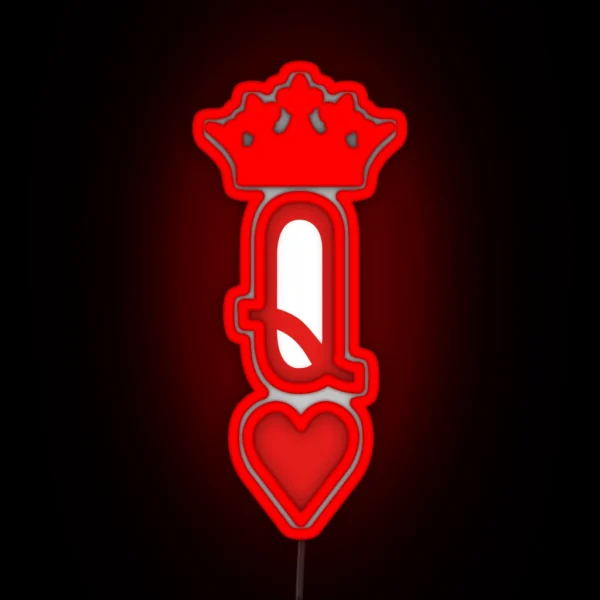Queen Of Hearts Playing Cards Design For Poker Players RGB Neon Sign