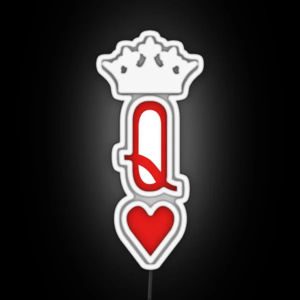 Queen Of Hearts Playing Cards Design For Poker Players RGB Neon Sign