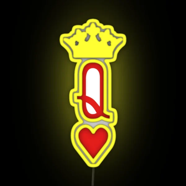 Queen Of Hearts Playing Cards Design For Poker Players RGB Neon Sign