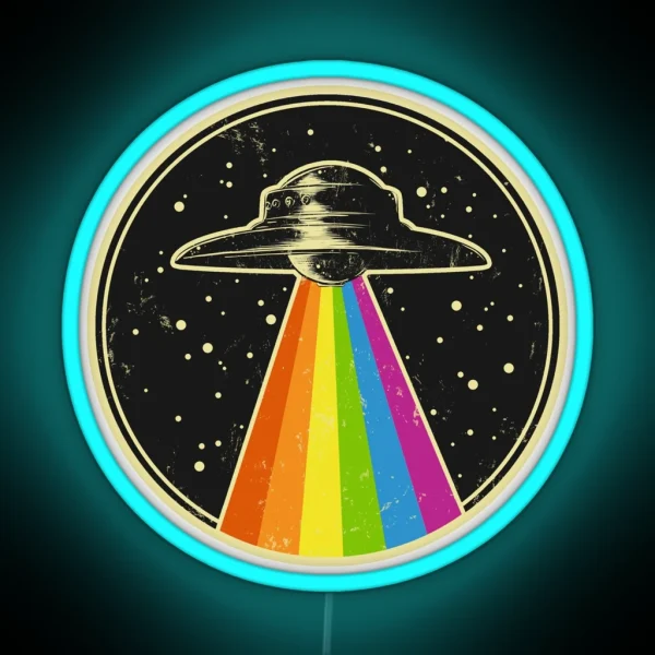 Queer UFO Rainbow UFO Alien Abduction Queer LGBT Gay RGB Neon Sign
