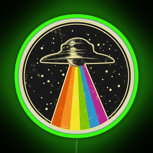 Queer UFO Rainbow UFO Alien Abduction Queer LGBT Gay RGB Neon Sign