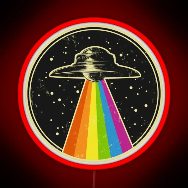 Queer UFO Rainbow UFO Alien Abduction Queer LGBT Gay RGB Neon Sign
