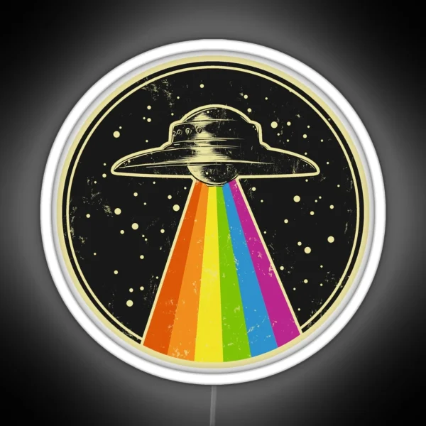 Queer UFO Rainbow UFO Alien Abduction Queer LGBT Gay RGB Neon Sign
