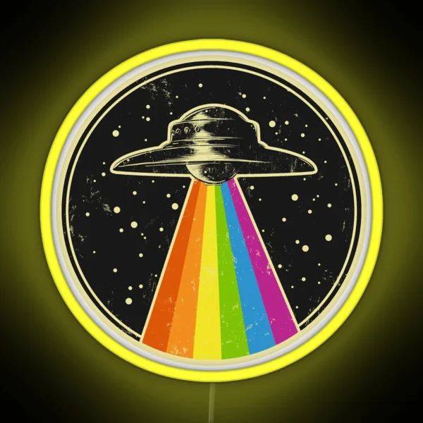 Queer UFO Rainbow UFO Alien Abduction Queer LGBT Gay RGB Neon Sign