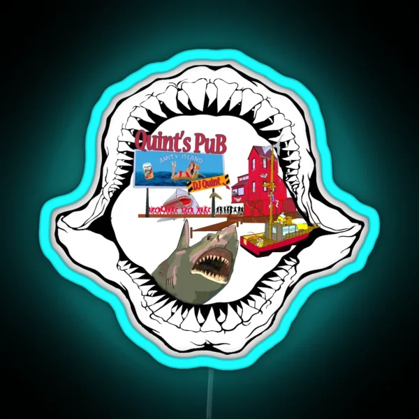 Quints Club And Bar The Fishing Dive Bar RGB Neon Sign