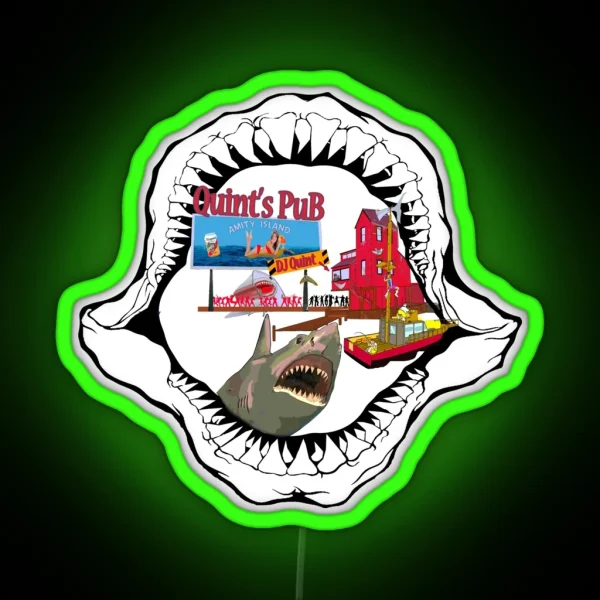 Quints Club And Bar The Fishing Dive Bar RGB Neon Sign