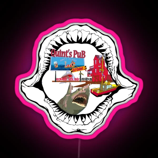 Quints Club And Bar The Fishing Dive Bar RGB Neon Sign