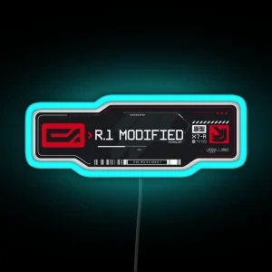 R 1 Modified Experimental Tech Decal Gray Red RGB Neon Sign