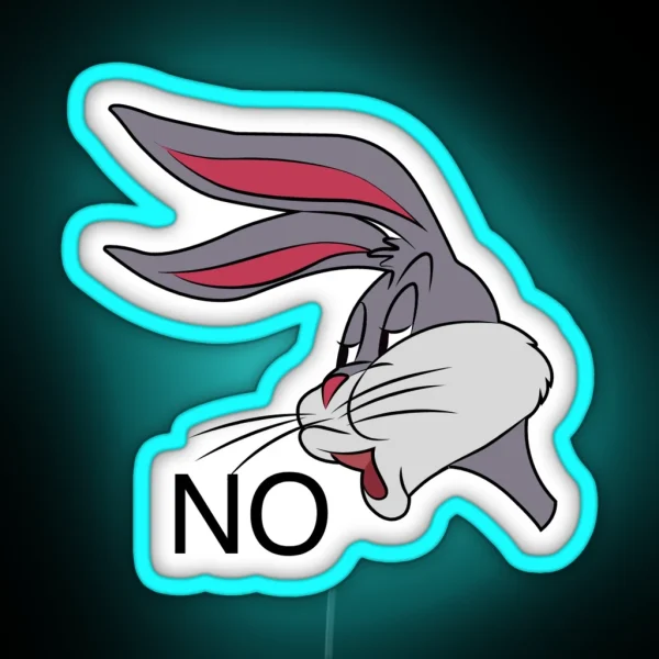 Rabbit Saying No RGB Neon Sign