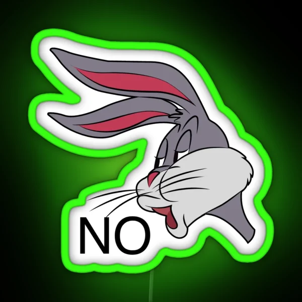 Rabbit Saying No RGB Neon Sign