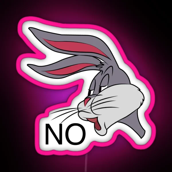 Rabbit Saying No RGB Neon Sign