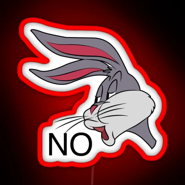 Rabbit Saying No RGB Neon Sign