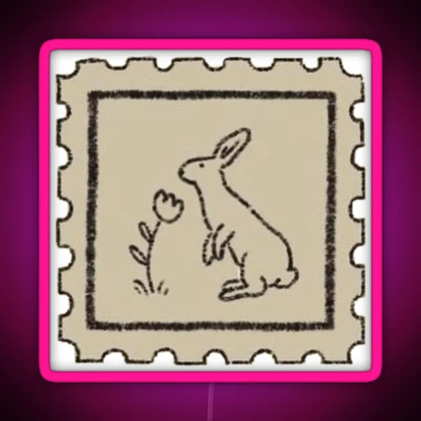 Rabbit Vintage Stamp RGB Neon Sign