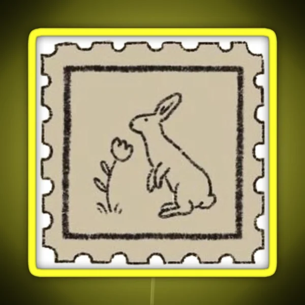 Rabbit Vintage Stamp RGB Neon Sign