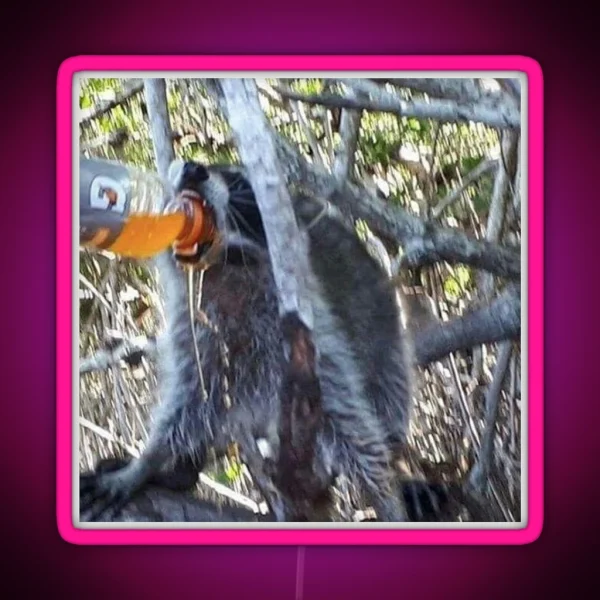 Raccoon Chugs Orange Sports Drink Led RGB Neon Sign