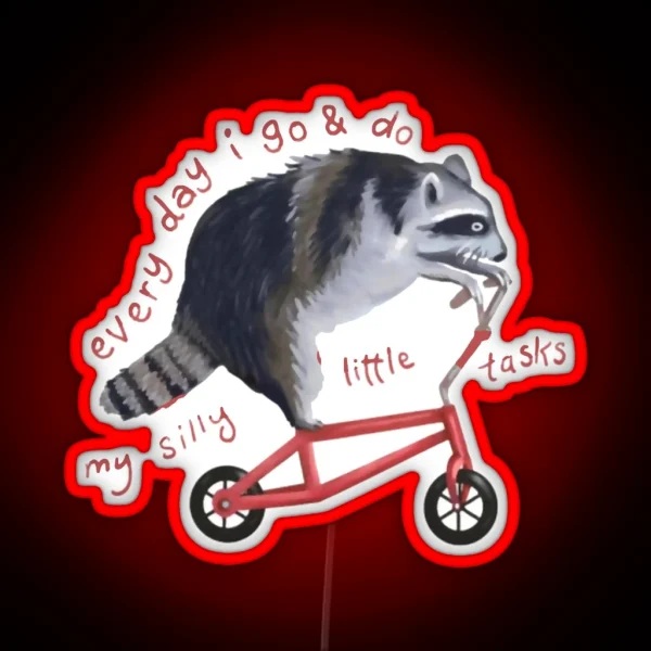 Raccoon On Bicycle RGB Neon Sign