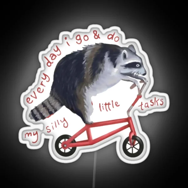 Raccoon On Bicycle RGB Neon Sign