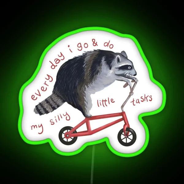 Raccoon On Bicycle RGB Neon Sign