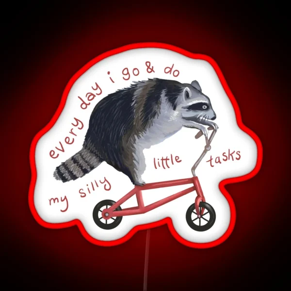 Raccoon On Bicycle RGB Neon Sign