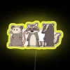 Woodland Critter Friends RGB Neon Sign with Raccoon Opossum Skunk