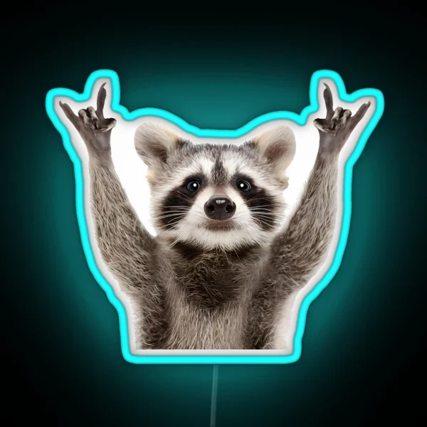 Raccoon Rock Sign RGB Neon Sign