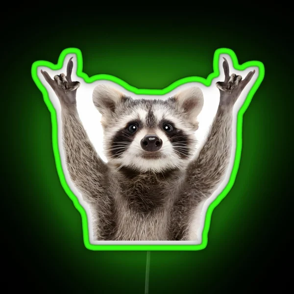 Raccoon Rock Sign RGB Neon Sign