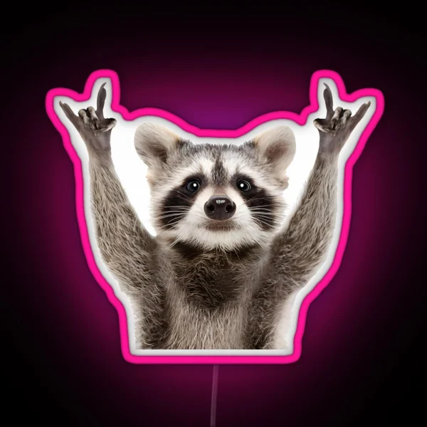 Raccoon Rock Sign RGB Neon Sign