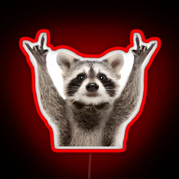 Raccoon Rock Sign RGB Neon Sign