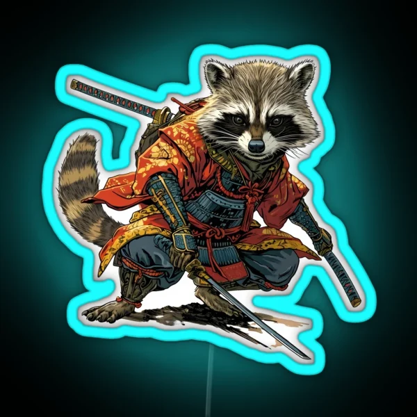 Racoon Samurai RGB Neon Sign