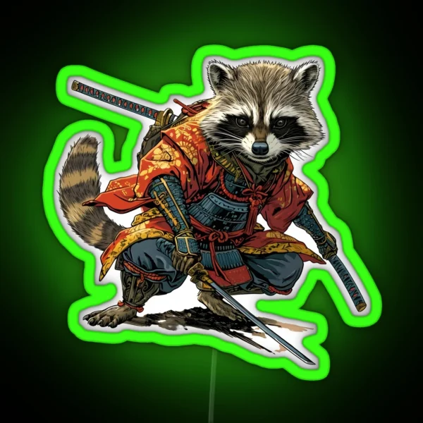 Racoon Samurai RGB Neon Sign