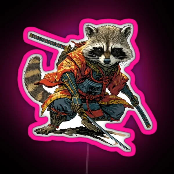 Racoon Samurai RGB Neon Sign