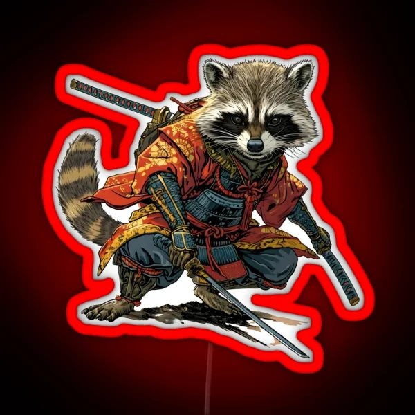 Racoon Samurai RGB Neon Sign
